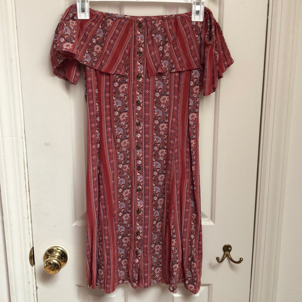 Off the shoulder patterned dress